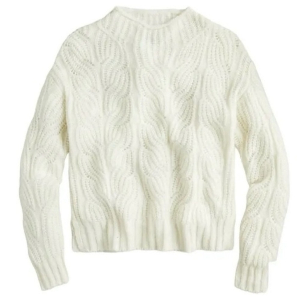 J. Crew Women's Cable Knit Sweater - White
